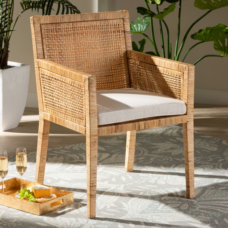 Wood and rattan armchair hot sale